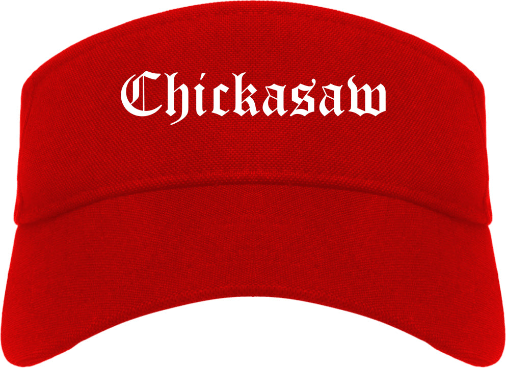 Chickasaw Alabama AL Old English Mens Visor Cap Hat Red