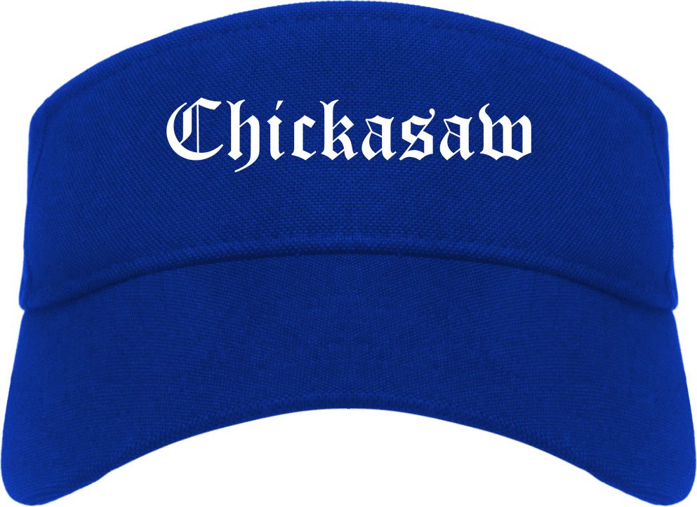 Chickasaw Alabama AL Old English Mens Visor Cap Hat Royal Blue