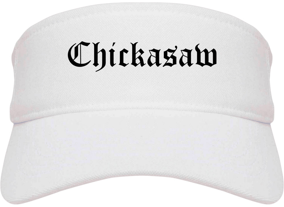 Chickasaw Alabama AL Old English Mens Visor Cap Hat White