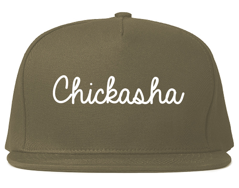 Chickasha Oklahoma OK Script Mens Snapback Hat Grey