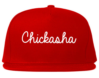 Chickasha Oklahoma OK Script Mens Snapback Hat Red