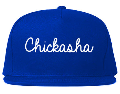Chickasha Oklahoma OK Script Mens Snapback Hat Royal Blue