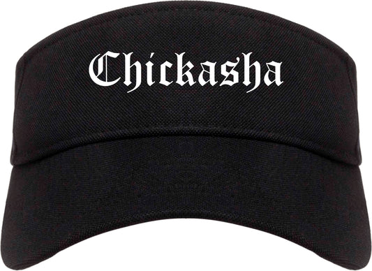 Chickasha Oklahoma OK Old English Mens Visor Cap Hat Black