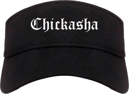 Chickasha Oklahoma OK Old English Mens Visor Cap Hat Black