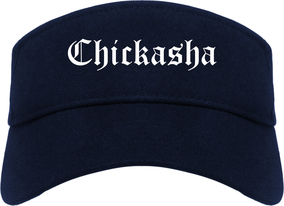 Chickasha Oklahoma OK Old English Mens Visor Cap Hat Navy Blue