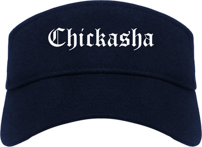 Chickasha Oklahoma OK Old English Mens Visor Cap Hat Navy Blue