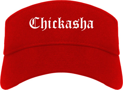 Chickasha Oklahoma OK Old English Mens Visor Cap Hat Red