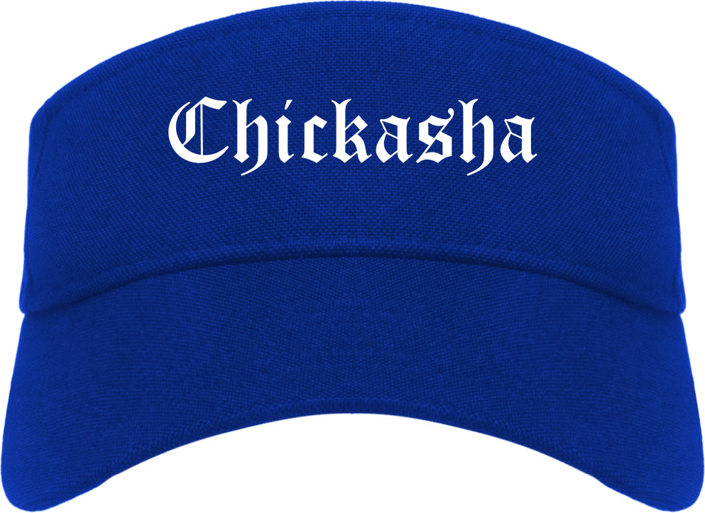 Chickasha Oklahoma OK Old English Mens Visor Cap Hat Royal Blue