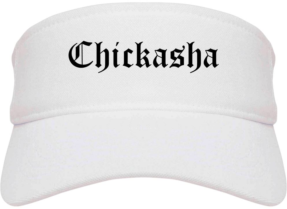 Chickasha Oklahoma OK Old English Mens Visor Cap Hat White