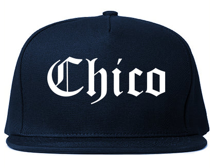 Chico California CA Old English Mens Snapback Hat Navy Blue