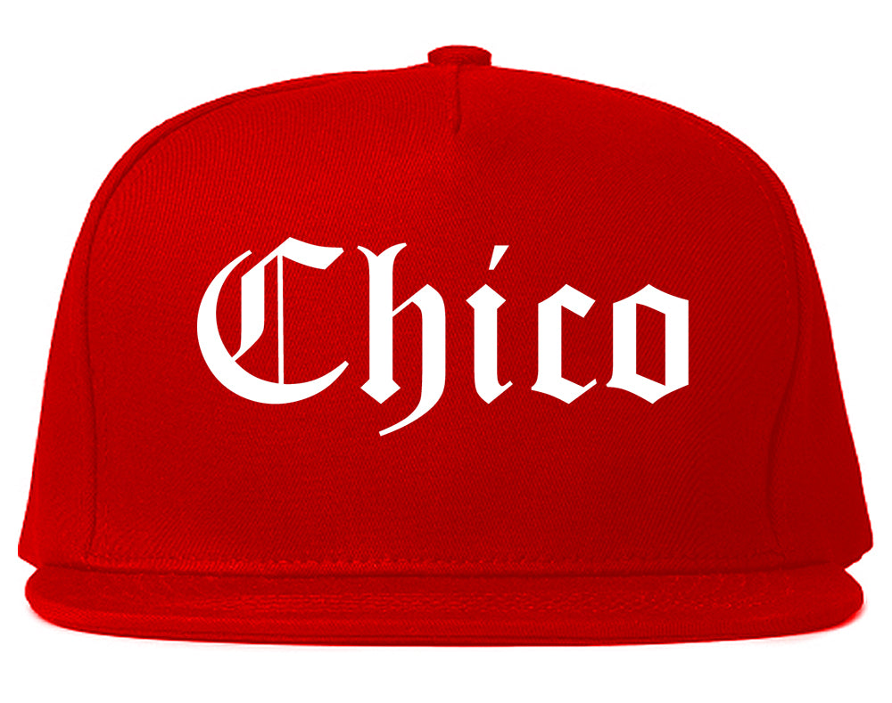 Chico California CA Old English Mens Snapback Hat Red
