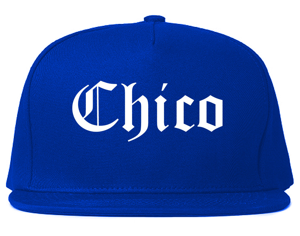 Chico California CA Old English Mens Snapback Hat Royal Blue