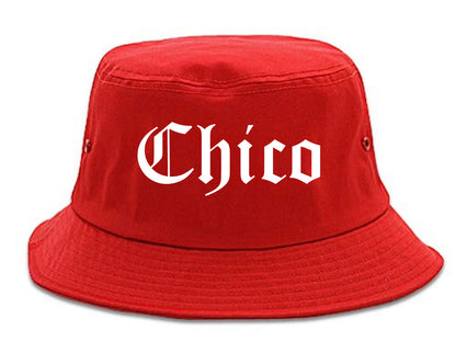 Chico California CA Old English Mens Bucket Hat Red