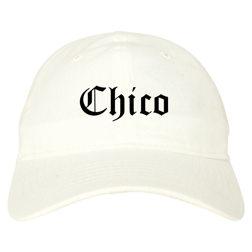 Chico California CA Old English Mens Dad Hat Baseball Cap White