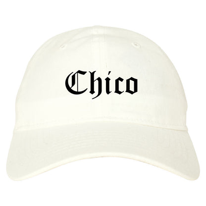 Chico California CA Old English Mens Dad Hat Baseball Cap White