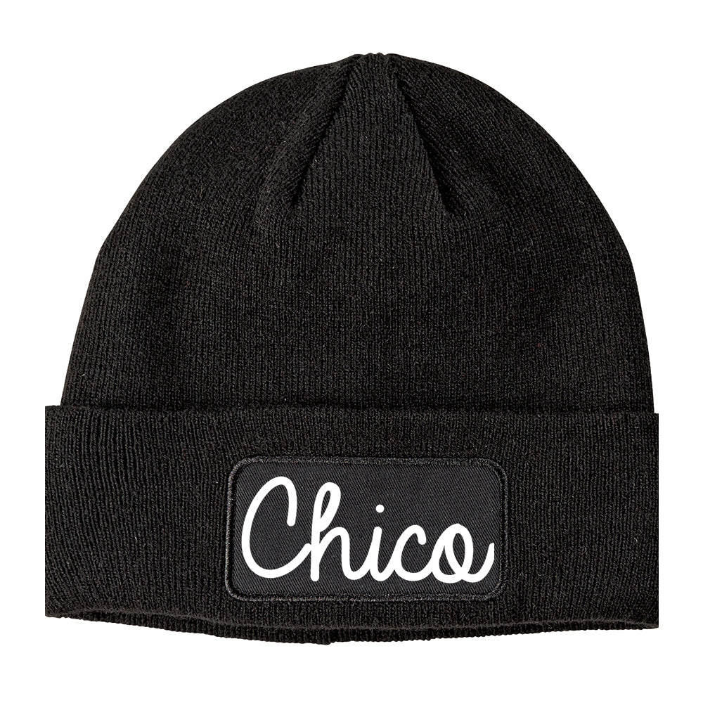Chico California CA Script Mens Knit Beanie Hat Cap Black