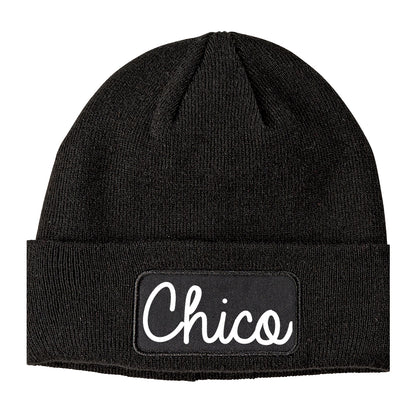 Chico California CA Script Mens Knit Beanie Hat Cap Black