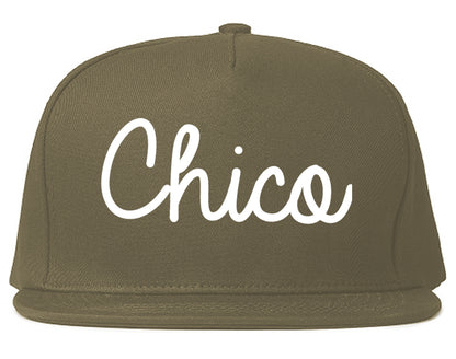 Chico California CA Script Mens Snapback Hat Grey