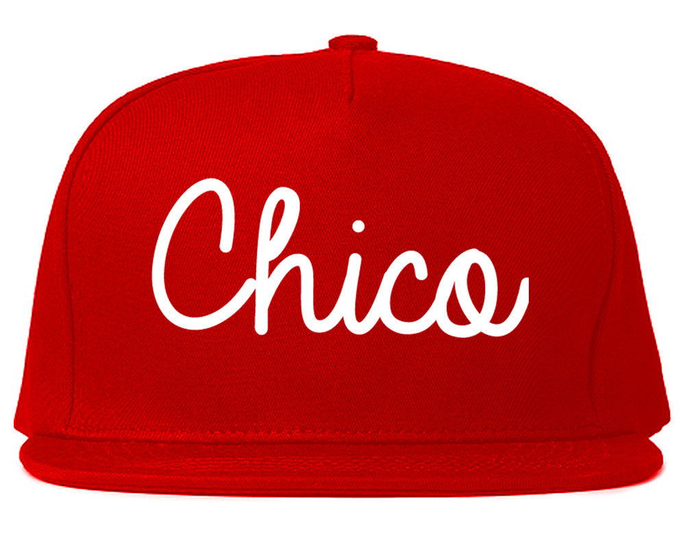 Chico California CA Script Mens Snapback Hat Red