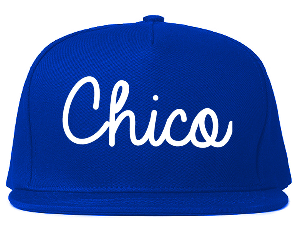 Chico California CA Script Mens Snapback Hat Royal Blue