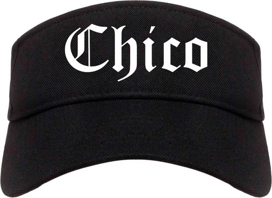 Chico California CA Old English Mens Visor Cap Hat Black