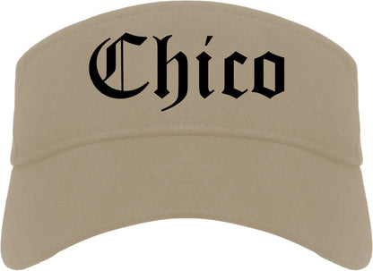 Chico California CA Old English Mens Visor Cap Hat Khaki