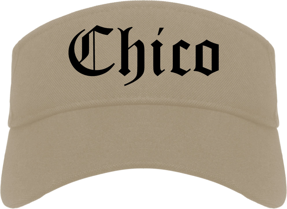 Chico California CA Old English Mens Visor Cap Hat Khaki