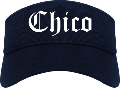 Chico California CA Old English Mens Visor Cap Hat Navy Blue