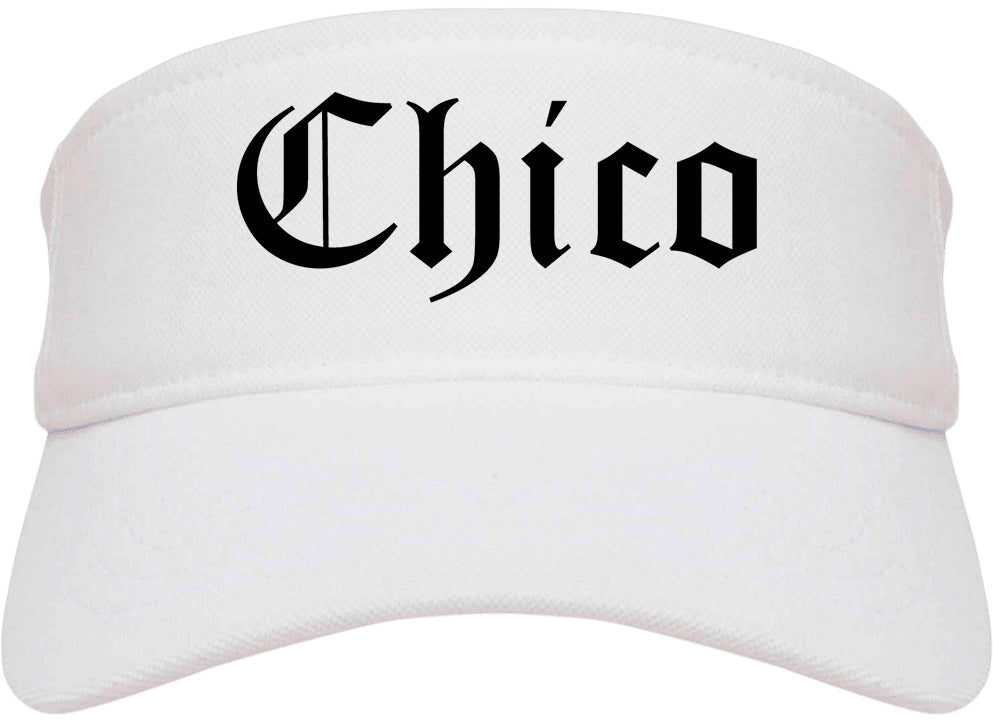 Chico California CA Old English Mens Visor Cap Hat White