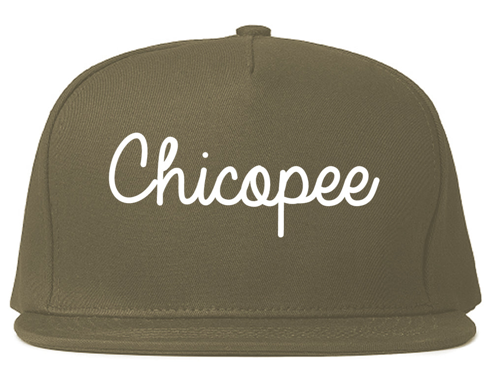 Chicopee Massachusetts MA Script Mens Snapback Hat Grey