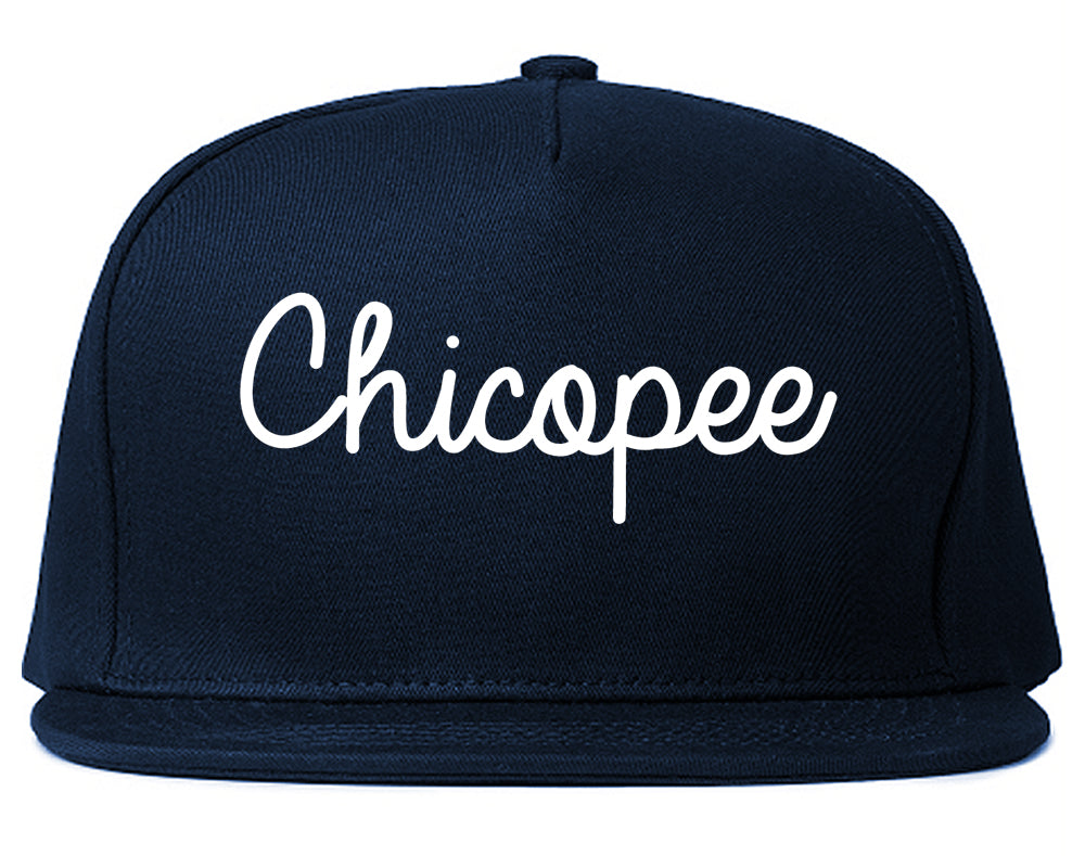 Chicopee Massachusetts MA Script Mens Snapback Hat Navy Blue