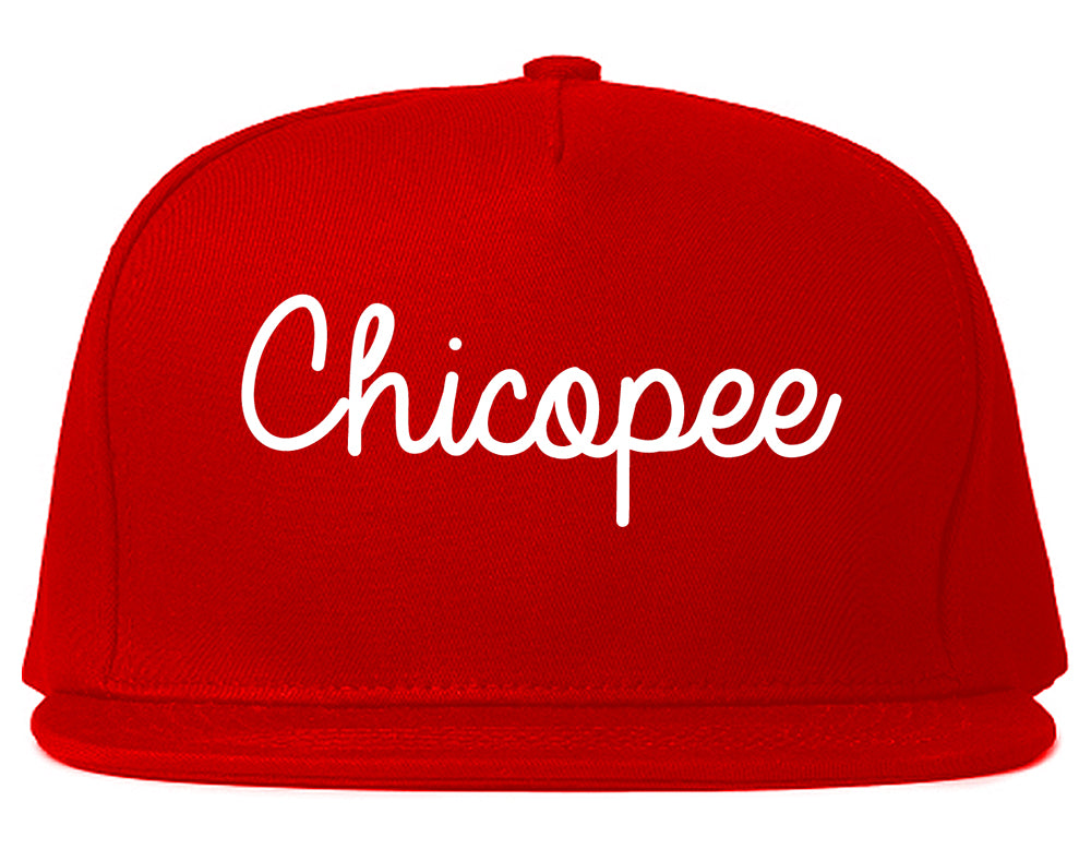 Chicopee Massachusetts MA Script Mens Snapback Hat Red