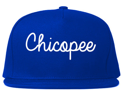 Chicopee Massachusetts MA Script Mens Snapback Hat Royal Blue