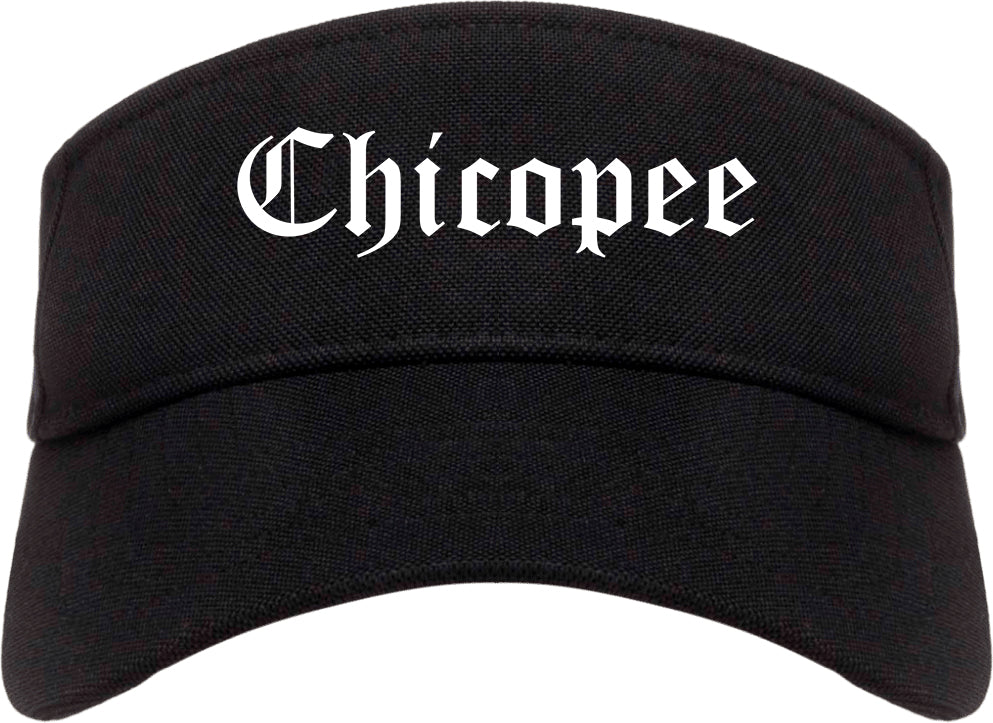 Chicopee Massachusetts MA Old English Mens Visor Cap Hat Black