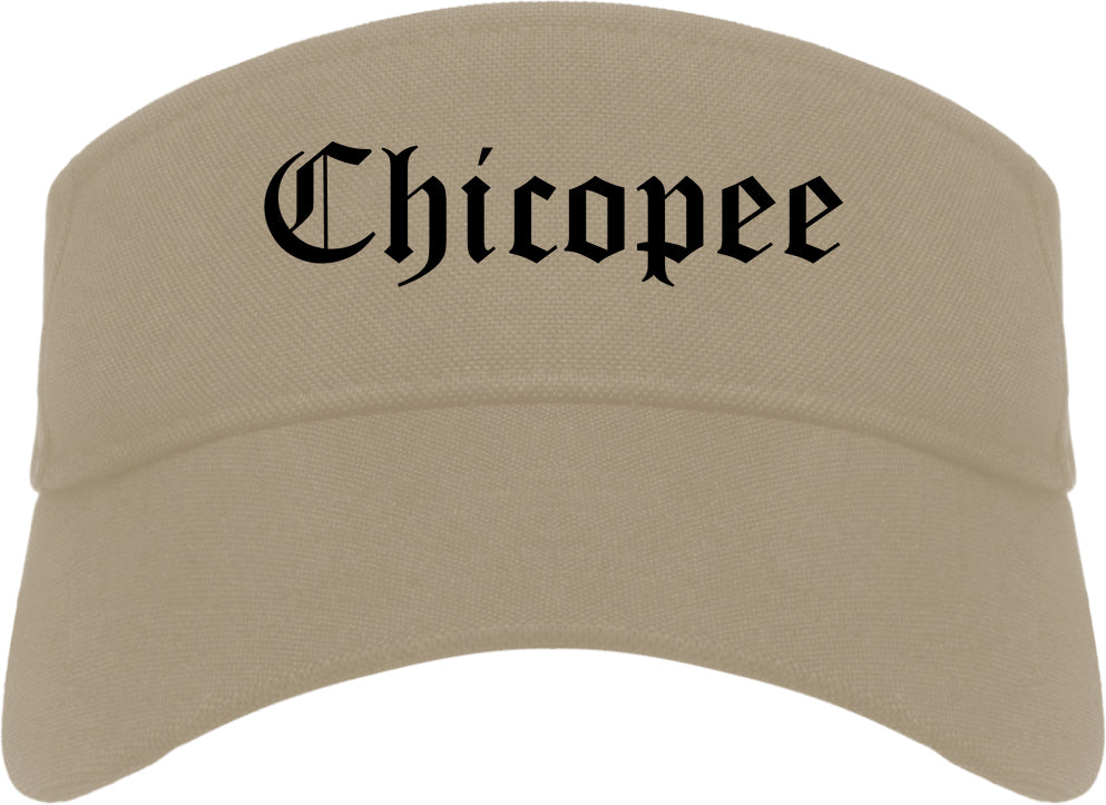 Chicopee Massachusetts MA Old English Mens Visor Cap Hat Khaki