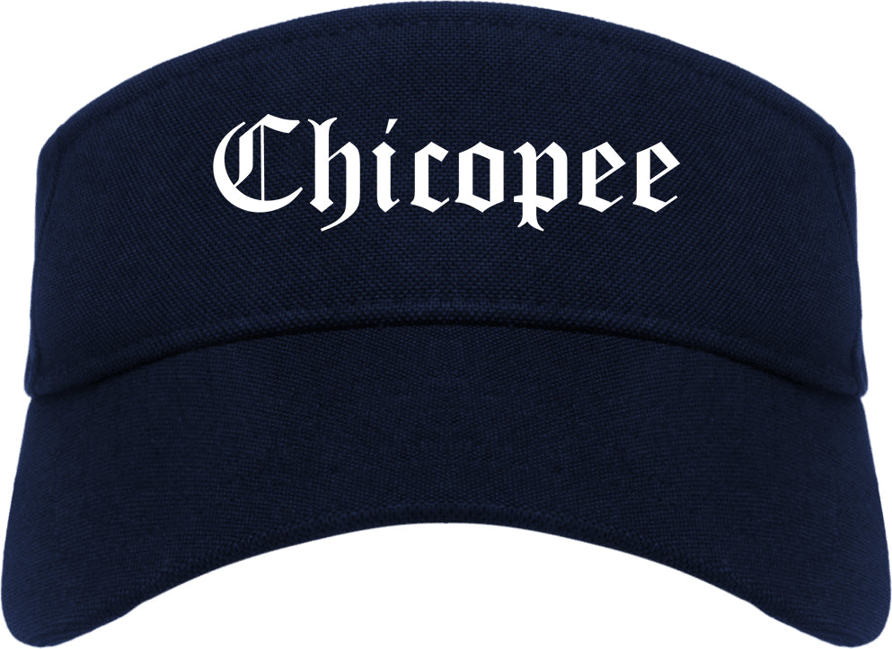Chicopee Massachusetts MA Old English Mens Visor Cap Hat Navy Blue