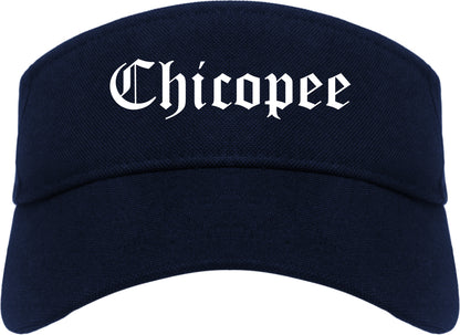 Chicopee Massachusetts MA Old English Mens Visor Cap Hat Navy Blue