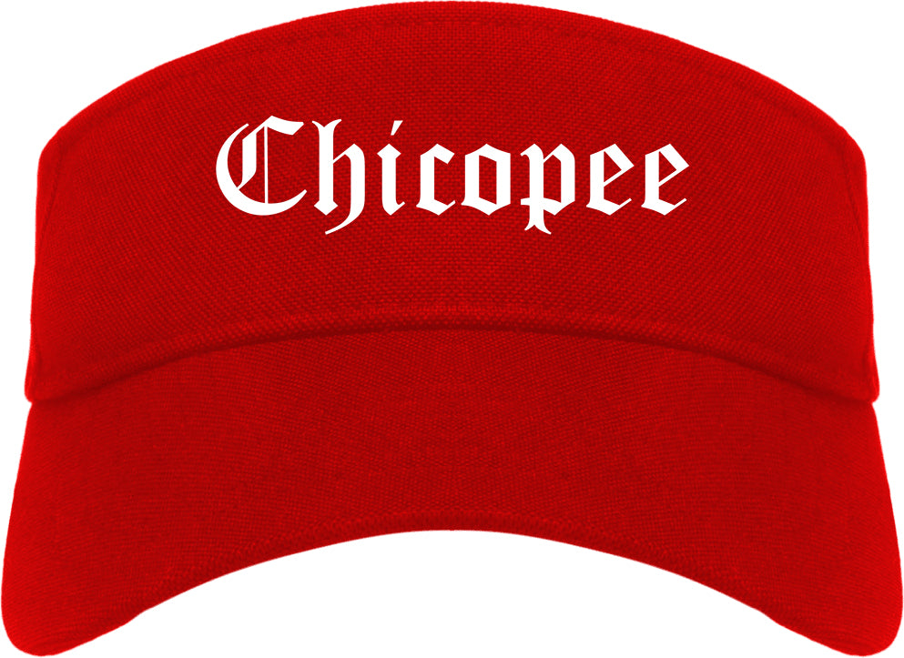 Chicopee Massachusetts MA Old English Mens Visor Cap Hat Red