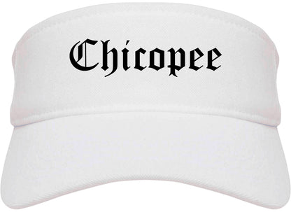 Chicopee Massachusetts MA Old English Mens Visor Cap Hat White