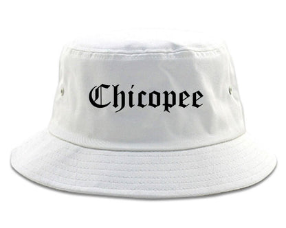 Chicopee Massachusetts MA Old English Mens Bucket Hat White