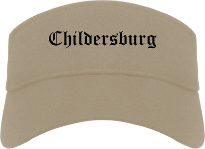 Childersburg Alabama AL Old English Mens Visor Cap Hat Khaki