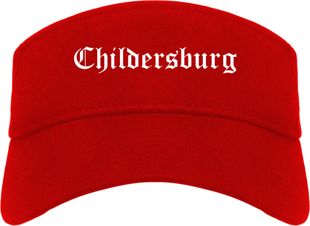 Childersburg Alabama AL Old English Mens Visor Cap Hat Red