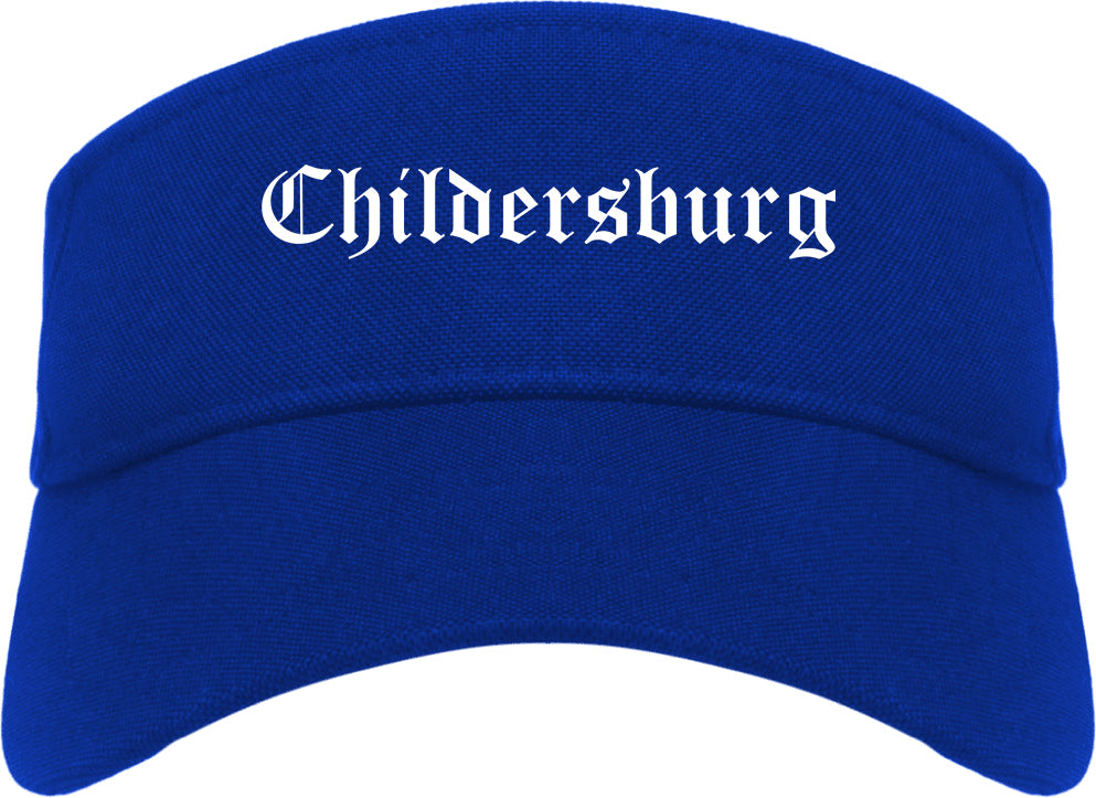 Childersburg Alabama AL Old English Mens Visor Cap Hat Royal Blue