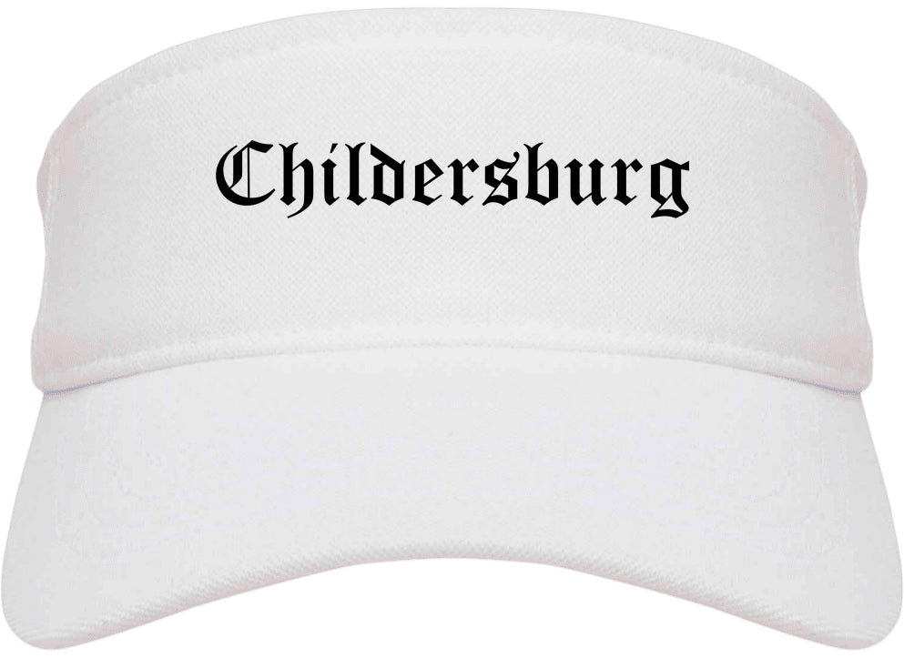 Childersburg Alabama AL Old English Mens Visor Cap Hat White