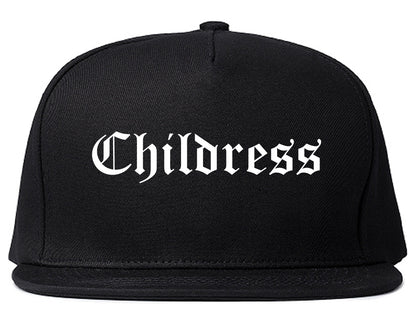 Childress Texas TX Old English Mens Snapback Hat Black
