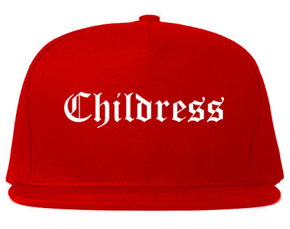 Childress Texas TX Old English Mens Snapback Hat Red