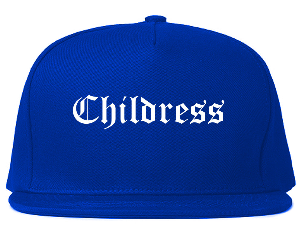 Childress Texas TX Old English Mens Snapback Hat Royal Blue