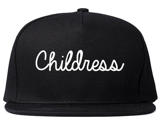 Childress Texas TX Script Mens Snapback Hat Black