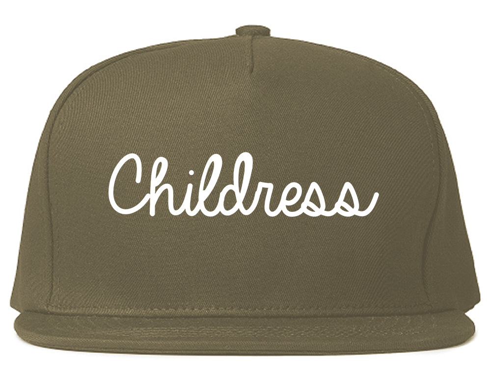 Childress Texas TX Script Mens Snapback Hat Grey