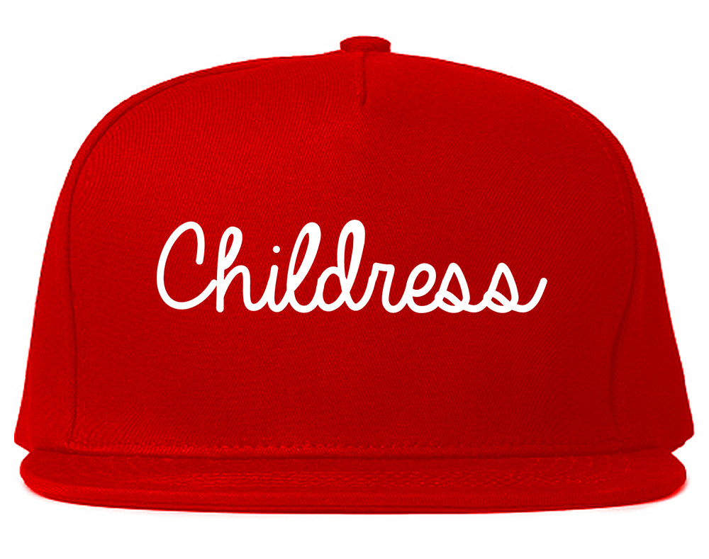 Childress Texas TX Script Mens Snapback Hat Red